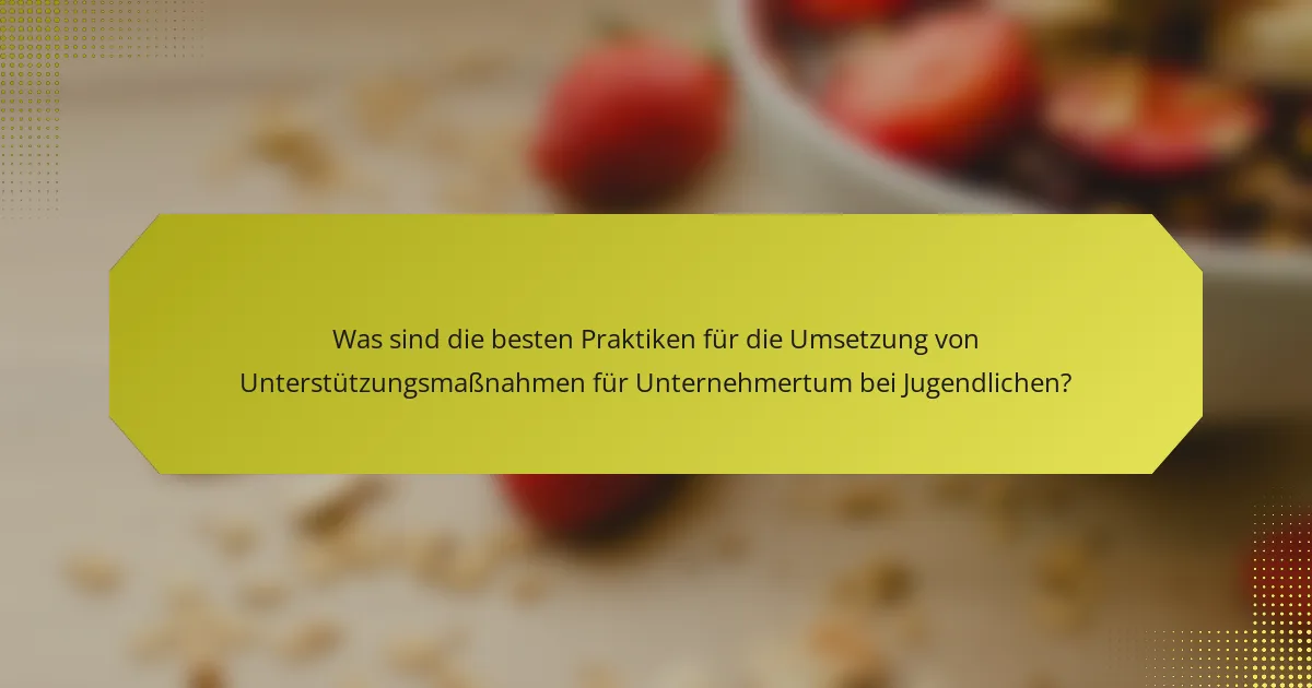 Was sind die besten Praktiken für die Umsetzung von Unterstützungsmaßnahmen für Unternehmertum bei Jugendlichen?