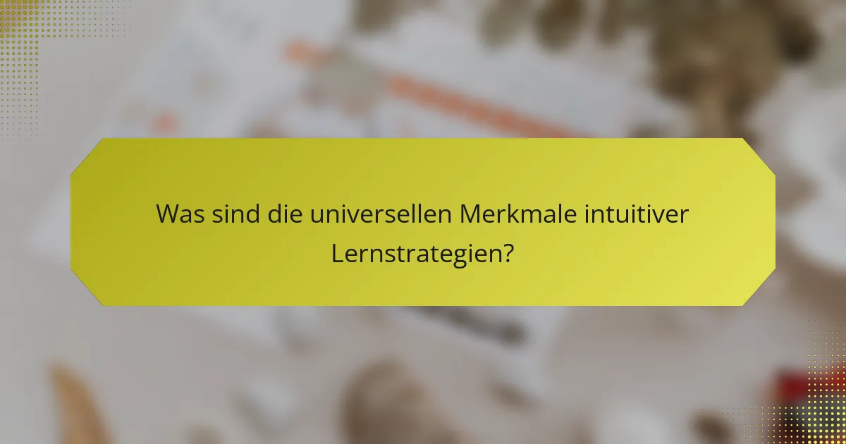 Was sind die universellen Merkmale intuitiver Lernstrategien?