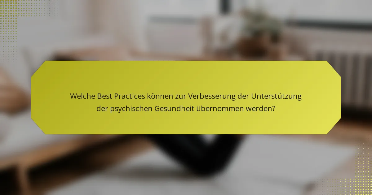 Welche Best Practices können zur Verbesserung der Unterstützung der psychischen Gesundheit übernommen werden?
