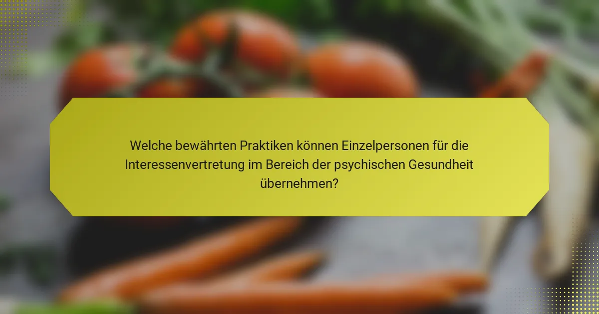 Welche bewährten Praktiken können Einzelpersonen für die Interessenvertretung im Bereich der psychischen Gesundheit übernehmen?