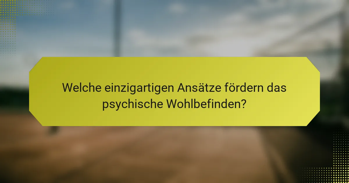 Welche einzigartigen Ansätze fördern das psychische Wohlbefinden?