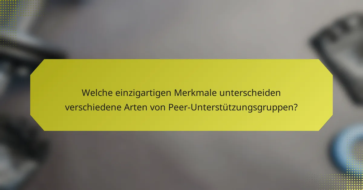 Welche einzigartigen Merkmale unterscheiden verschiedene Arten von Peer-Unterstützungsgruppen?
