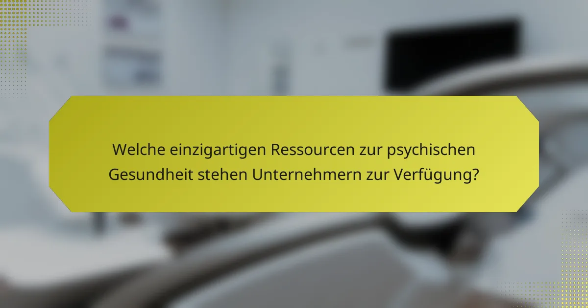 Welche einzigartigen Ressourcen zur psychischen Gesundheit stehen Unternehmern zur Verfügung?