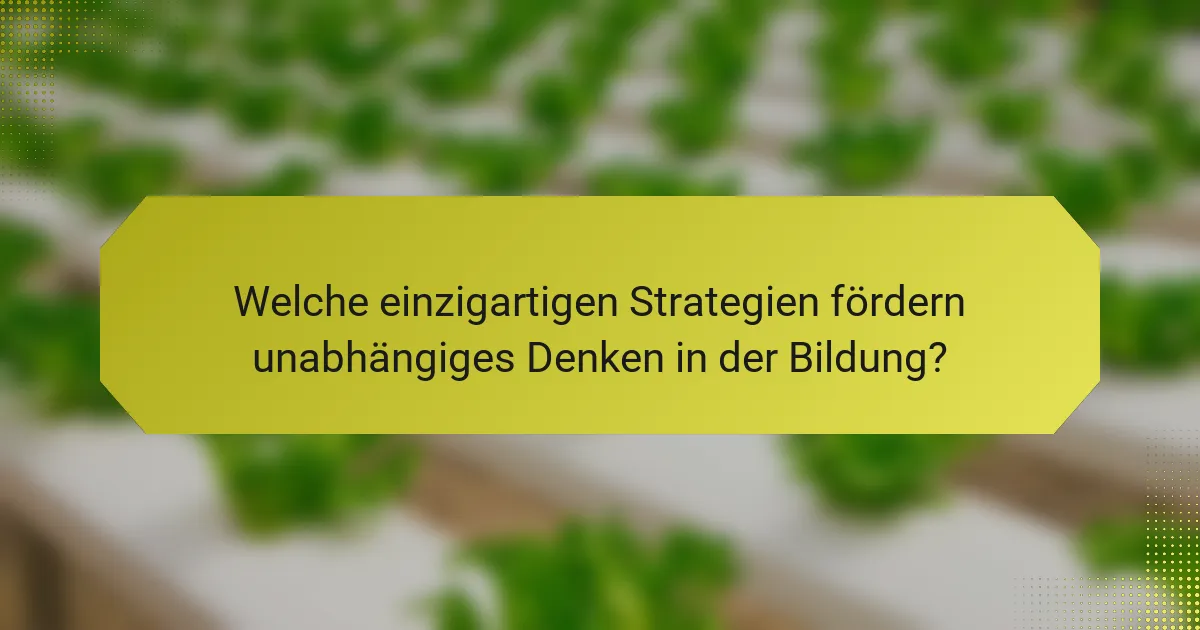 Welche einzigartigen Strategien fördern unabhängiges Denken in der Bildung?