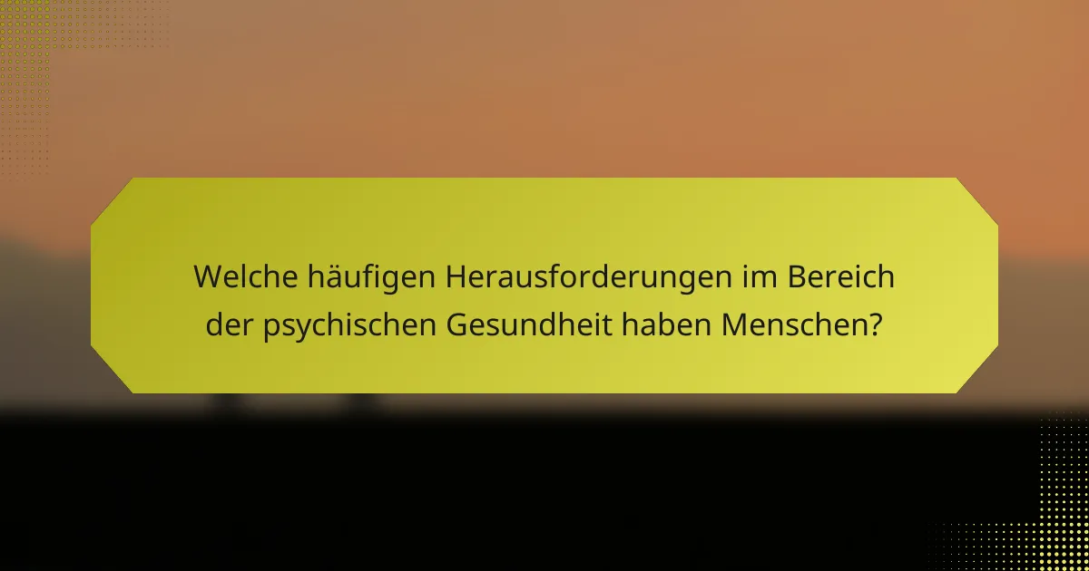 Welche häufigen Herausforderungen im Bereich der psychischen Gesundheit haben Menschen?