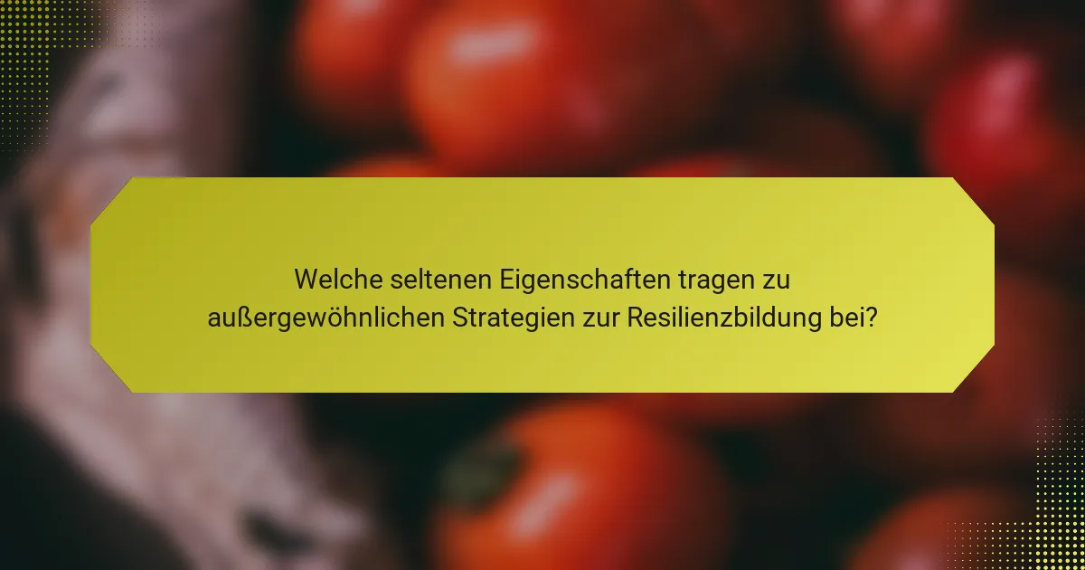 Welche seltenen Eigenschaften tragen zu außergewöhnlichen Strategien zur Resilienzbildung bei?