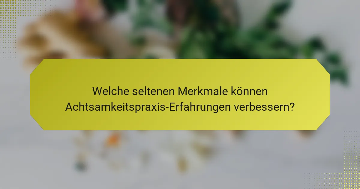 Welche seltenen Merkmale können Achtsamkeitspraxis-Erfahrungen verbessern?