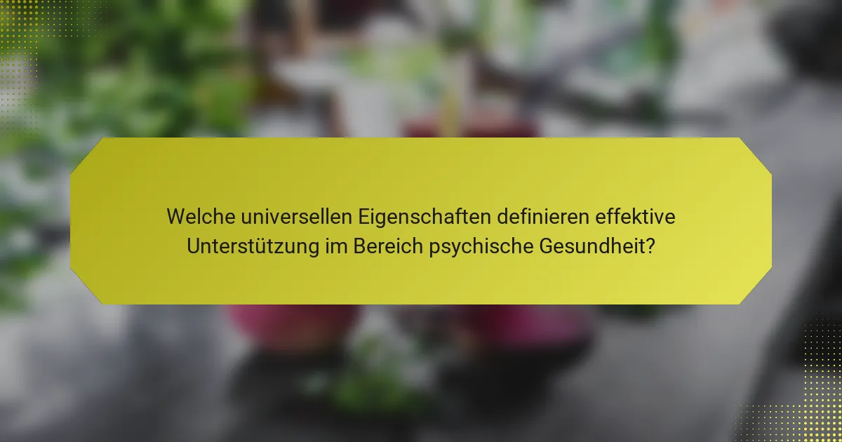 Welche universellen Eigenschaften definieren effektive Unterstützung im Bereich psychische Gesundheit?