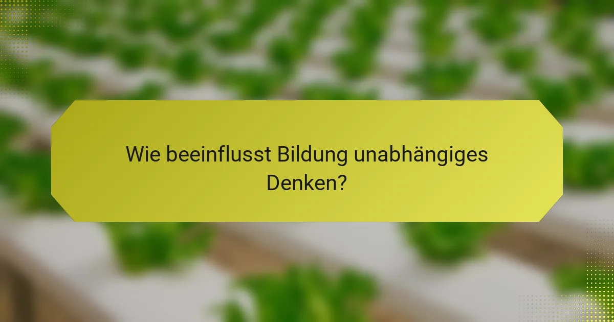 Wie beeinflusst Bildung unabhängiges Denken?